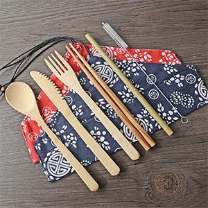new style Environmental friendly bamboo Disposable tableware Knife and fork set of 6 Outdoor convenient tableware
