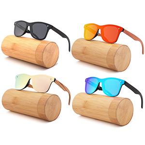 2022 2021 High Quality new arrival mirror lens wooden glasses custom logo mirror flat lens wooden bamboo sunglasses